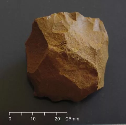 Holocene core flake © Photo: J. Kinahan